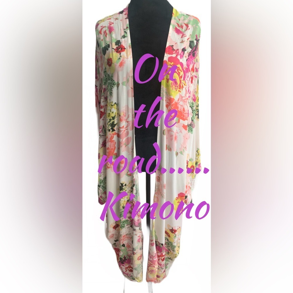 Floral Kimono Duster Long Boho‎ Open Front Cardigan by On The Road